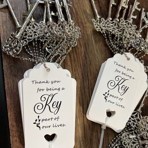 Wedding Favors… 40 Key Tags and 50 Foldable - Heart Thank you Fans